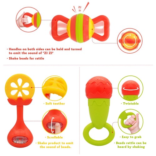 14 PCS Baby Rattles Teether Toy Set, Early Learning & Development Toys with Spin, Grab, Shake for Babies, 3 6 9 12 Months 14 PCS Baby Rattles Teether Toy Set, Early Learning & Development Toys with Spin, Grab, Shake for Babies, 3 6 9 12 Months